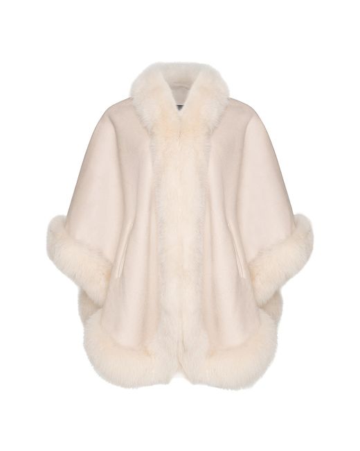 Wolfie Furs Made For Generations Sherling Trim Cashmere Wool Blend Cape