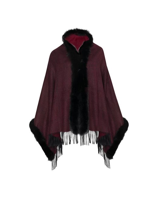 Wolfie Furs Made For GenerationsCollection Cashmere Wool Shearling Trim Shawl