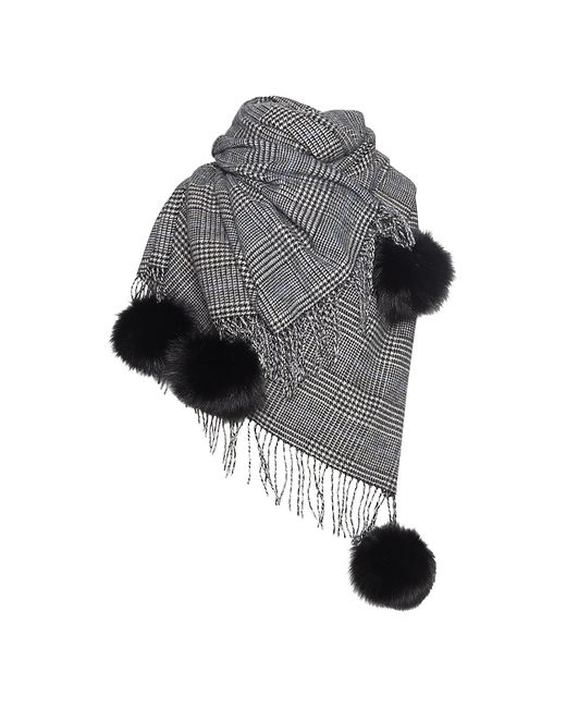 Wolfie Furs Made For Generations Shearling Glen Plaid Cashmere Blend Scarf