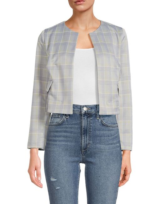 Love Ady Plaid Open Front Cropped Blazer XS