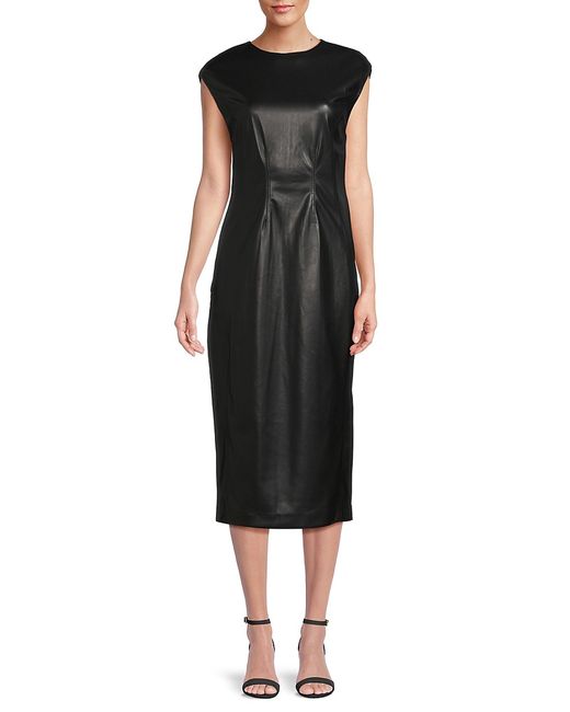Calvin Klein Faux Leather Sheath Dress 16