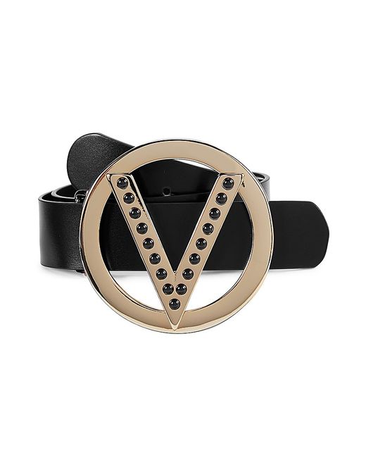 Valentino Bags by Mario Valentino Giusy Embellished Logo Buckle Leather Belt XS