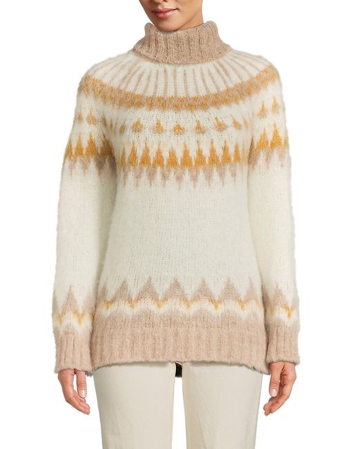 Naadam Fair Isle Alpaca Blend Turtleneck Sweater L