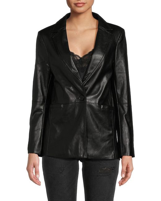Central Park West Perry Faux Leather Blazer XS
