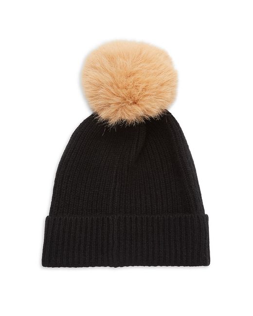Saks Fifth Avenue Made in Italy Saks Fifth Avenue Faux Fur Pom Cashmere Beanie