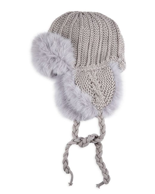Surell Faux Fur Cable Knit Trapper Hat