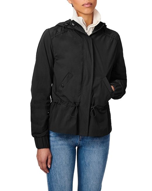 Bernardo Solid Peplum Hooded Rain Jacket XS