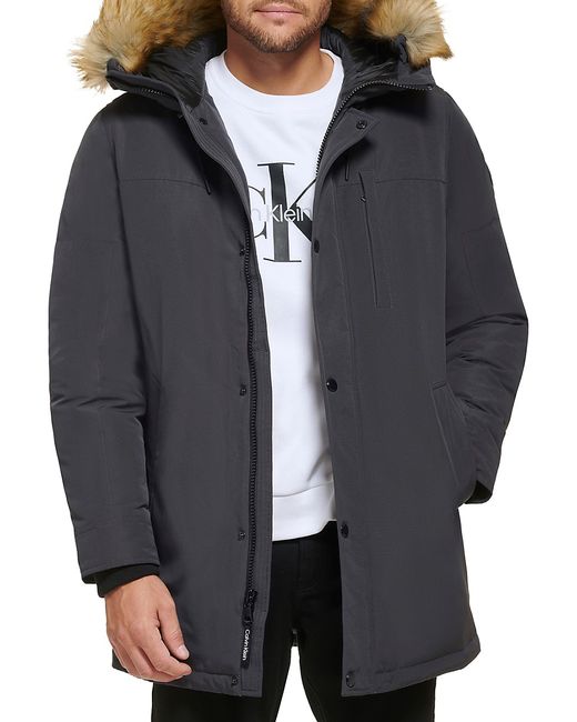 Calvin Klein Arctic Faille Faux Fur Hooded Jacket XL