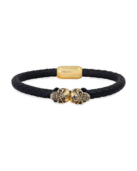Anthony Jacobs 18K Goldplated Stainless Steel Leather Bracelet