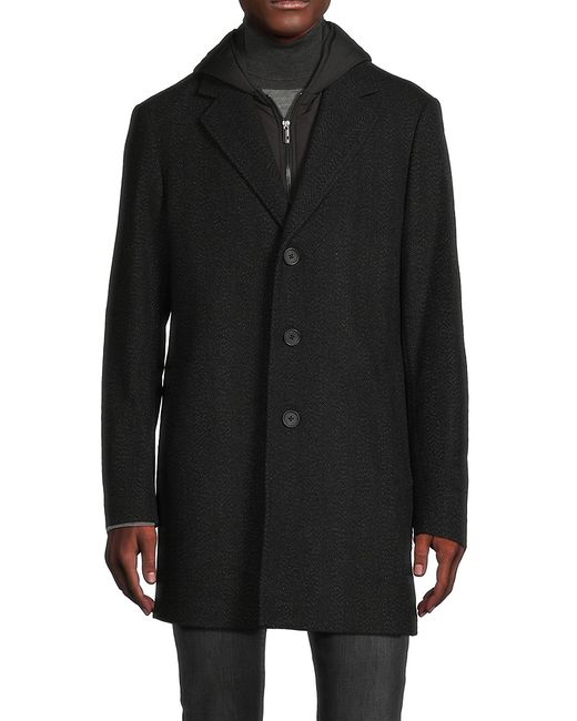 Saks Fifth Avenue Made in Italy Saks Fifth Avenue Hooded Wool Blend Coat 36 R
