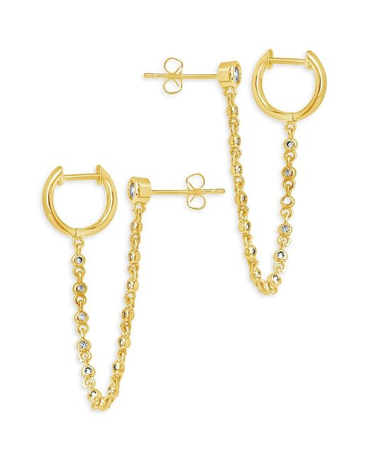Sterling Forever 14K Goldplated Cubic Zirconia Chain Drop Earrings