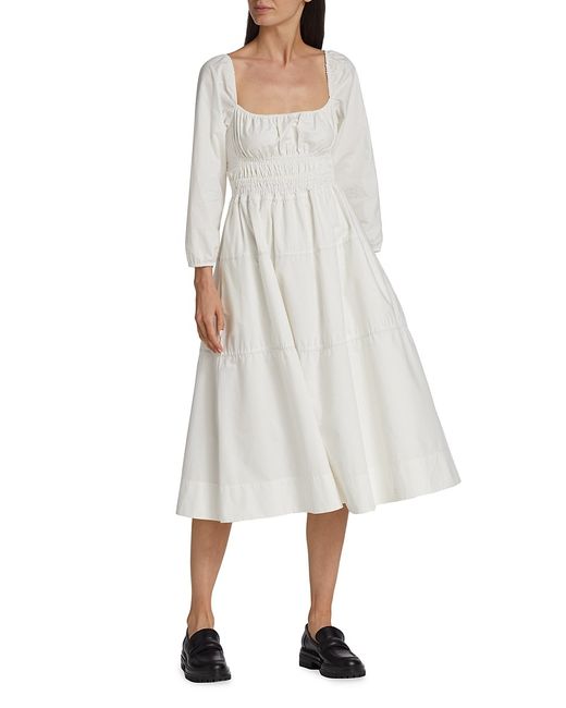 Proenza Schouler White Label Smocked Poplin Midi Dress