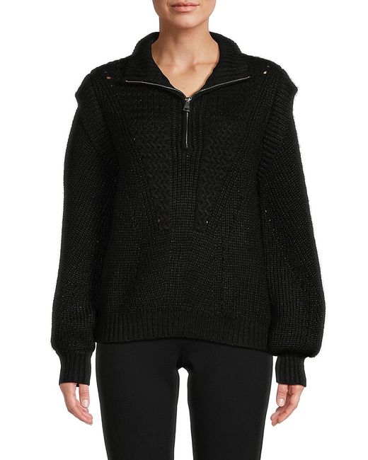 St. John DKNY Pointelle Quarter Zip Sweater XL