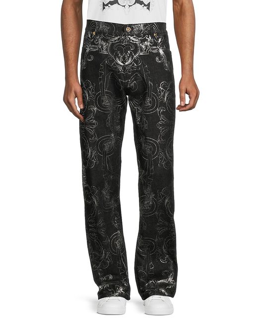 Versace High Rise Metallic Floral Jeans 32