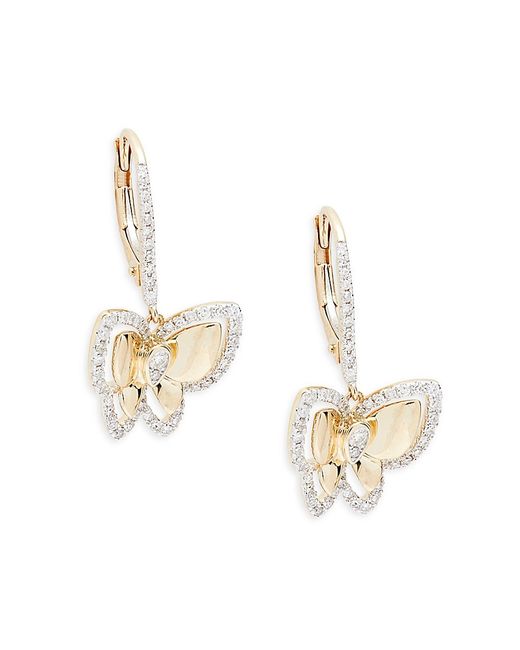 Effy 14K 0.53 TCW Diamond Butterfly Drop Earrings