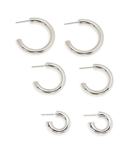 Shashi Trines 3-Piece Silvertone Hoop Set