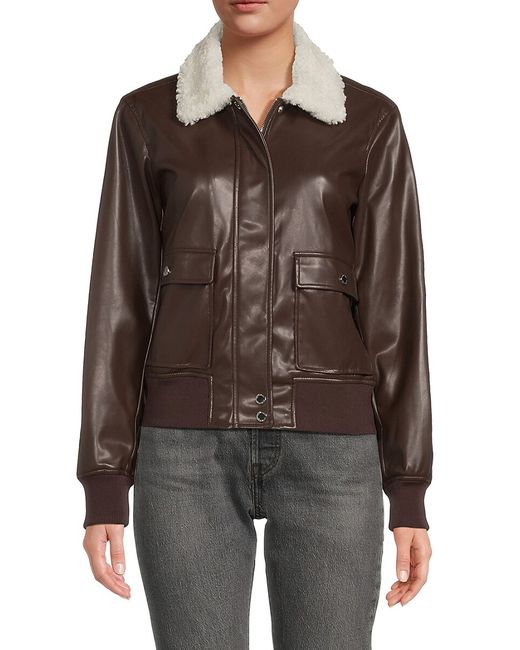 Calvin Klein Faux Fur Trim Leather Jacket XL
