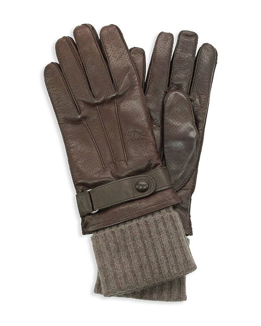 Portolano Cuffed Perforated Leather Gloves S