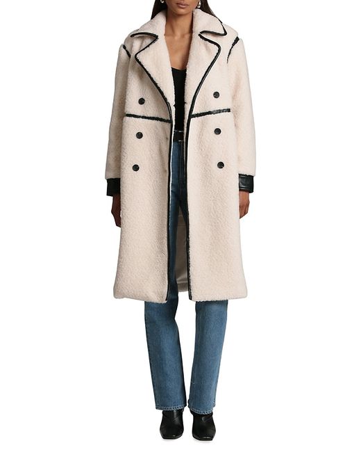 Avec Les Filles Relaxed Fit Faux Shearling Double Breasted Coat XS