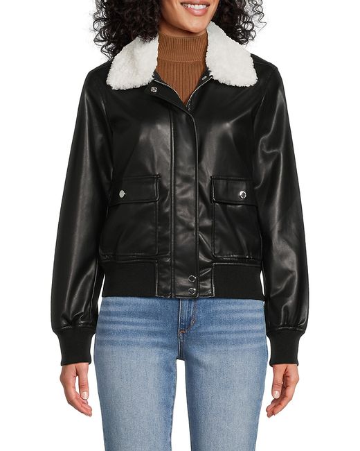 Calvin Klein Faux Fur Trim Leather Jacket XL
