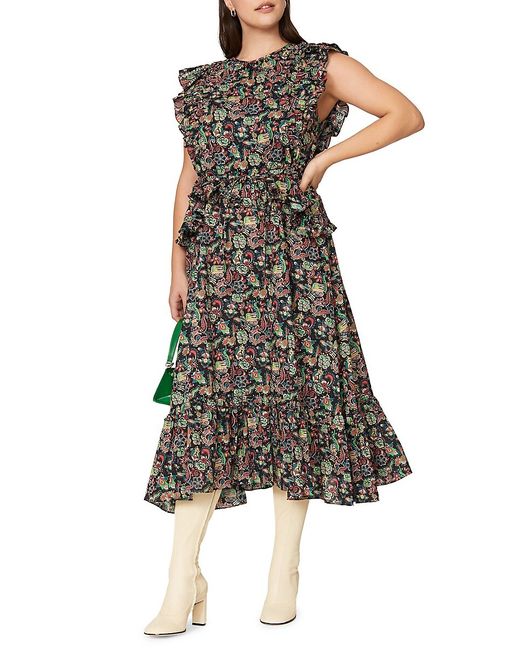 Derek Lam 10 Crosby Ariella Floral Ruffle Midi Dress 0