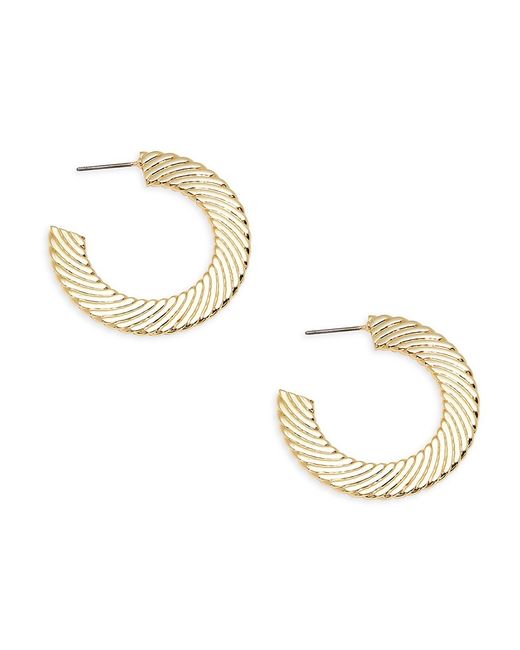 Argento Vivo 14K Goldplated Etched Flat Hoop Earrings