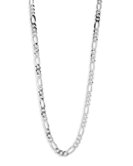 Yield Of Men Rhodium Plated Sterling Figaro Necklace 22