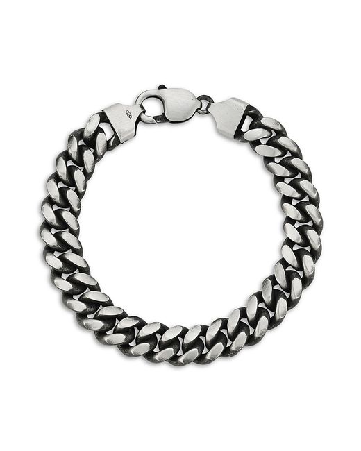 Yield Of Men Oxidized Rhodium Plated Sterling Curb Chain Bracelet 8.5