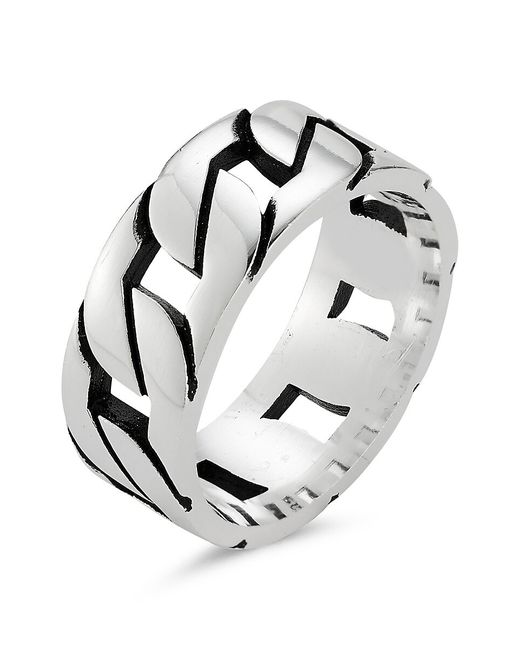 Yield Of Men Rhodium Plated Sterling Curb Ring
