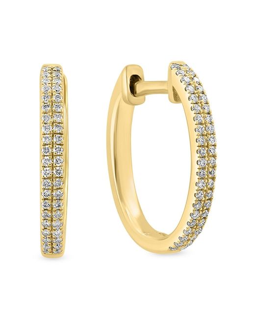 Effy ENY 14K Goldplated Sterling 0.24 TCW Diamond Huggie Hoop Earrings