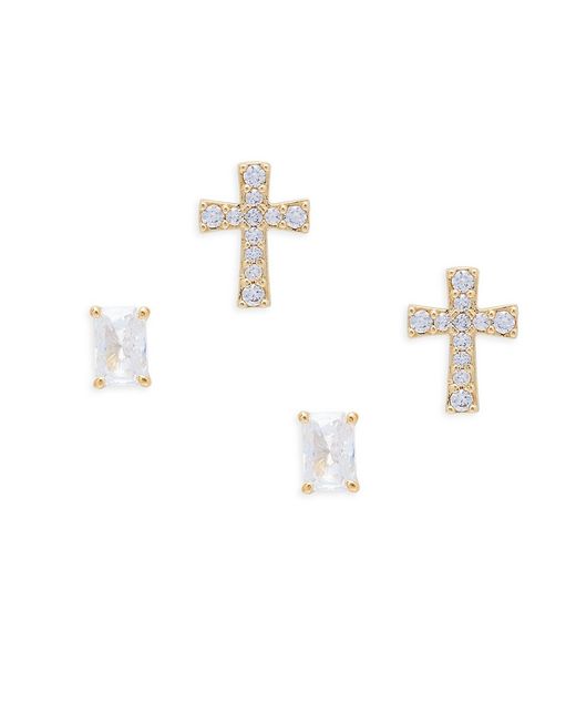 Adriana Orsini Set of 2 18K Goldplated Cubic Zirconia Cross Studs Earrings