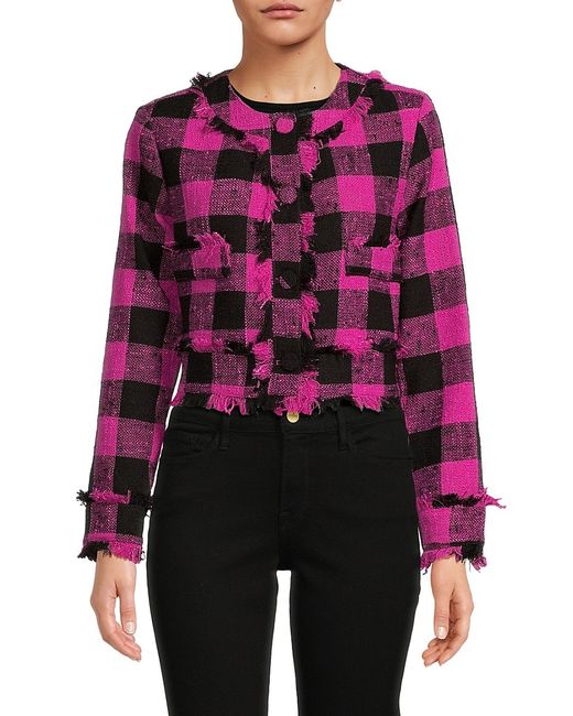 Wdny Checked Button Cropped Jacket S