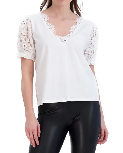 Ookie & Lala Lace Sleeve Solid Top XS