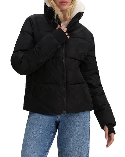 Noize Felicia Faux Shearling Crop Puffer Jacket XS