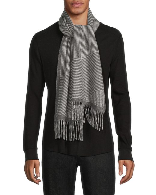 Saks Fifth Avenue Made in Italy Saks Fifth Avenue Micro Stripe Cashmere Fringe Scarf