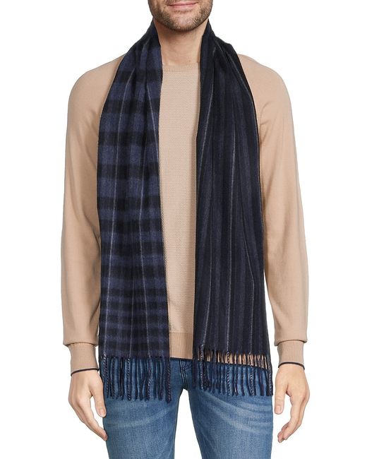 Saks Fifth Avenue Made in Italy Saks Fifth Avenue Plaid Cashmere Fringe Scarf