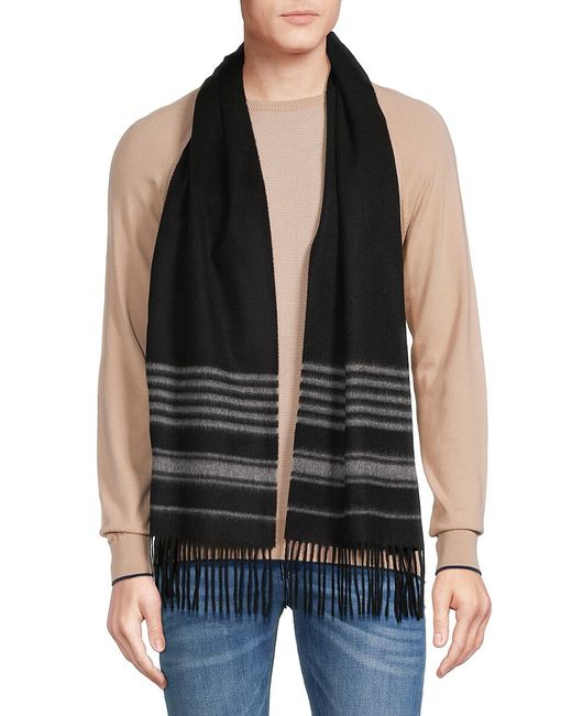 Saks Fifth Avenue Made in Italy Saks Fifth Avenue Striped Cashmere Fringe Scarf