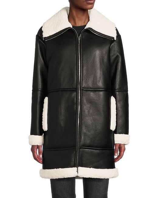Calvin Klein Faux Leather Fur Moto Coat