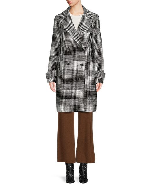 Elie Tahari Houndstooth Double Breasted Coat