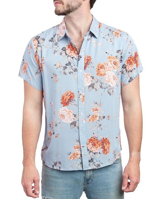 Denim Bay Short Sleeve Floral Button Down Shirt