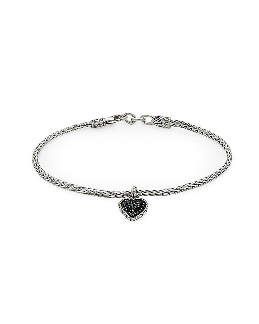 John Hardy Classic Chain Sterling Silver Sapphire Spinel Heart Charm Bracelet