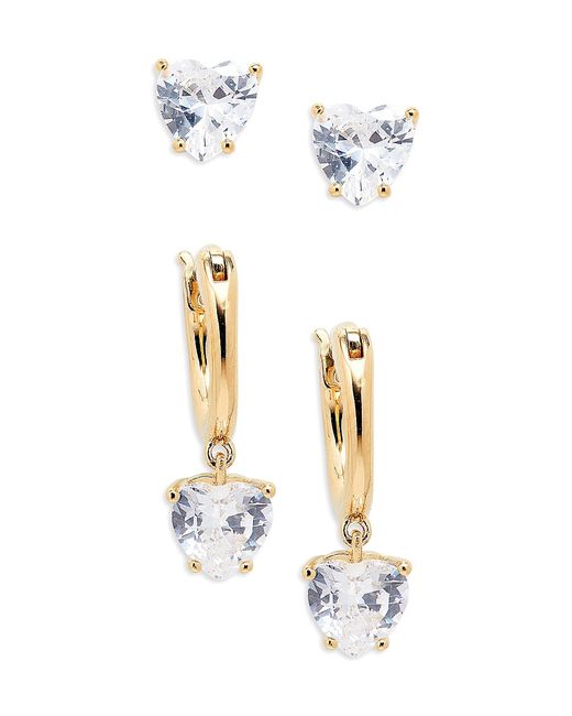 Adriana Orsini Set of 2 18K Goldplated Cubic Zirconia Heart Earrings