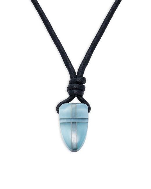 Tateossian Wax Cord Stainless Steel Pendant Necklace