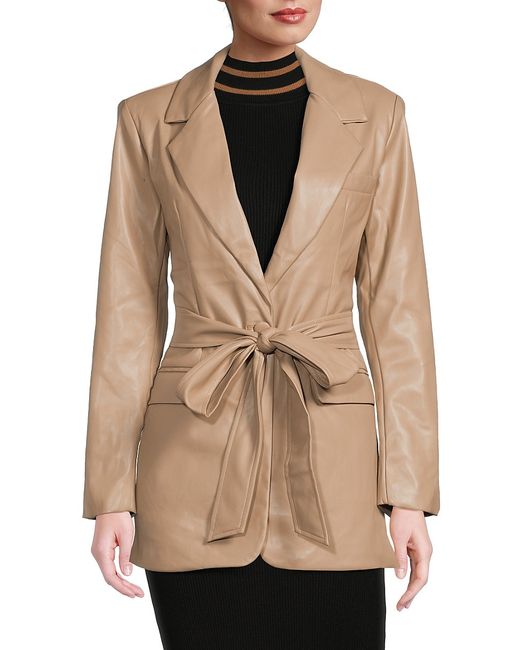 LBLC The Label Bardot Belted Faux Leather Jacket