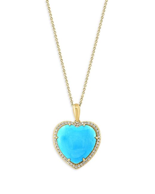 Effy 14K Yellow Gold Diamond Heart Pendant Necklace