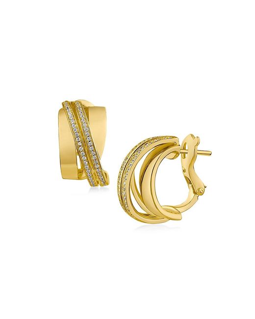 CZ by Kenneth Jay Lane Look Of Real 14K Goldplated Cubic Zirconia Hoop Earrings