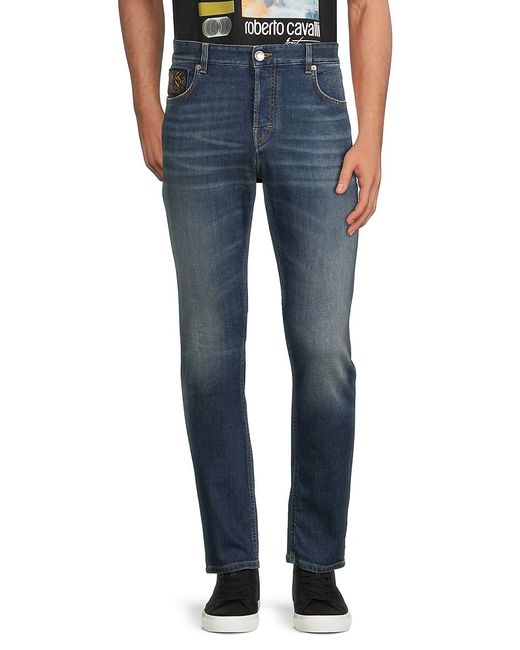 Cavalli Class by Roberto Cavalli Roberto Cavalli Graphic Skinny Mid Rise Jeans