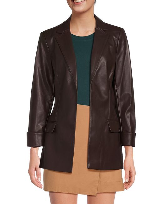Calvin Klein Faux Leather Open Front Jacket