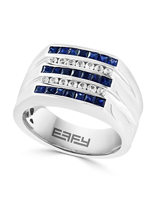 Effy Sterling Sapphire White Studded Ring