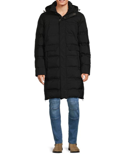Point Zero by Maurice Benisti Hooded Quilted Longline Puffer Jacket